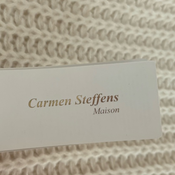 Carmen Steffens Maison White Cream Chunky Knit Sweater Dress Turtle Neck NWT - Picture 3 of 12